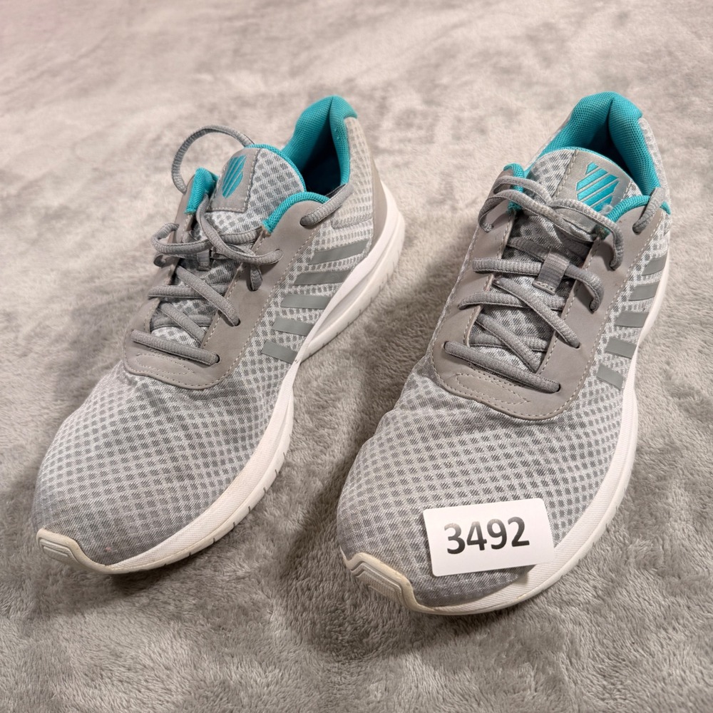 K-Swiss K17/111 Sneakers Men 11 Grey Teal Low Top Mesh Running Shoes 05481-044-M